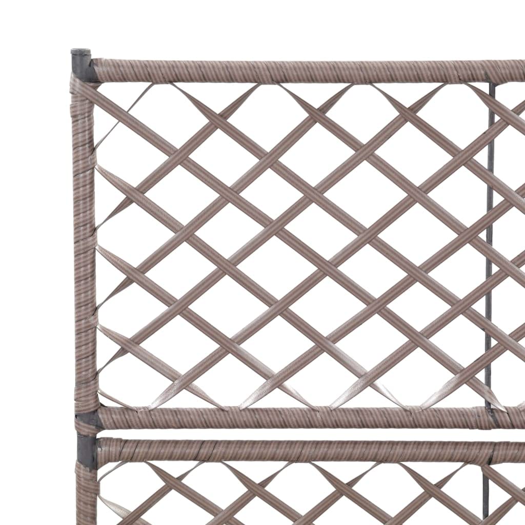 Podniesiona kratownica z 2 wyjmowanymi doniczkami 58 x 30 x 107 cm Polyrattan Brązowy do pnących roślin ogrodowych donica ogrodowa dekoracyjna na zewnątrz to podniesione łóżko