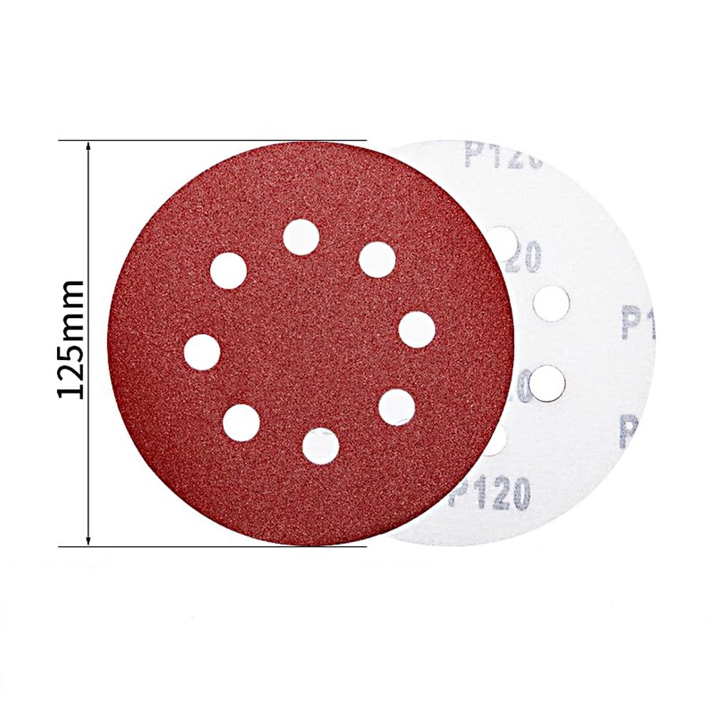 Dischi per schermo in carta abrasiva da 5 pollici 8 fori 125mm Lavorazione del legno Disco abrasivo per metalli Utensile per lucidatura abrasivo 40/60/80/100/120/2000Grit, 20 pezzi, 3000 grit