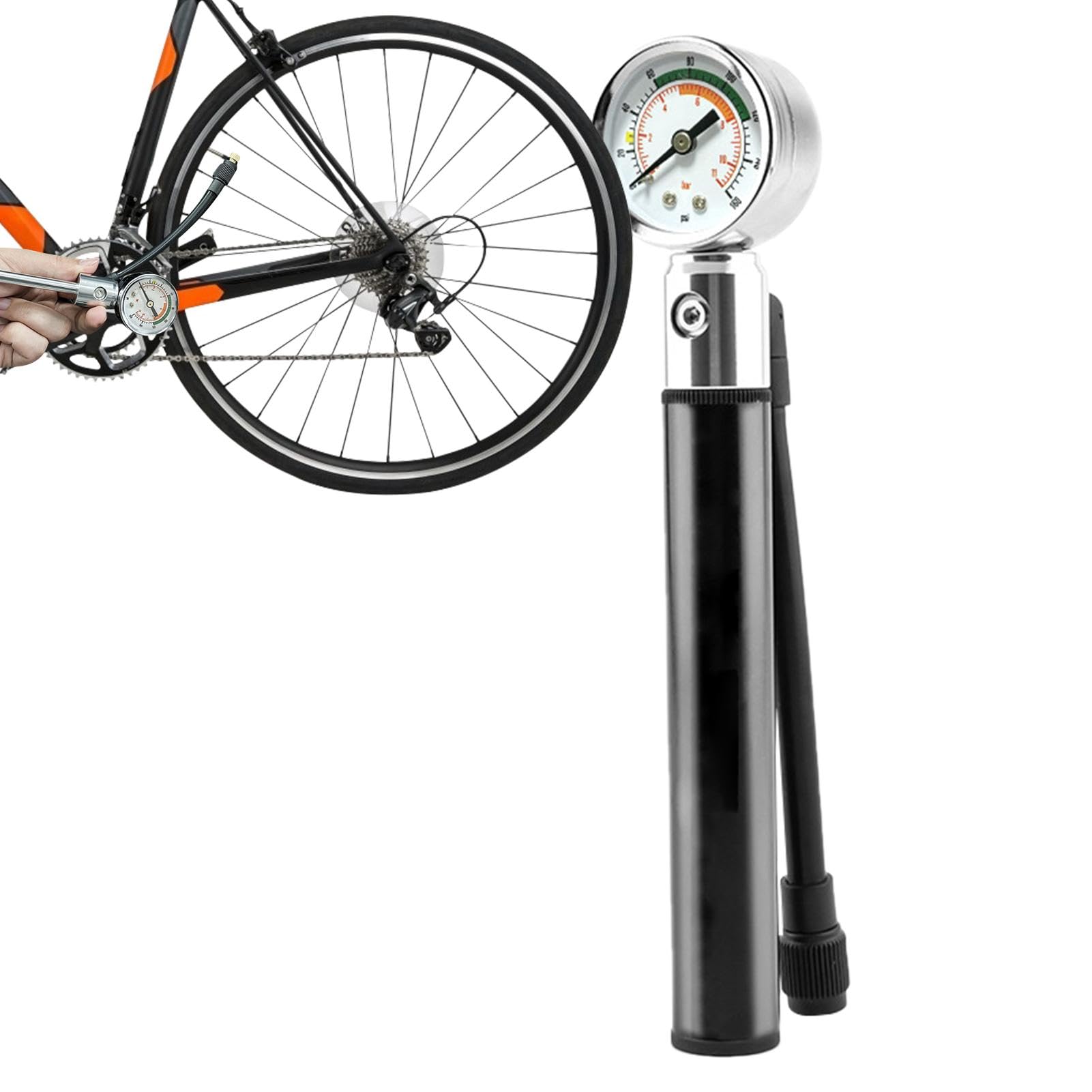 Bicycles Pump - Bikee Pump with Pressure Gauge | Tire Pressure Gauge Aluminum Alloy Bicycles Tire Pump Bikes Pump | High Pressure Inflator Pump | Portable Air Pump for Mountain Bikes | Road Bikes