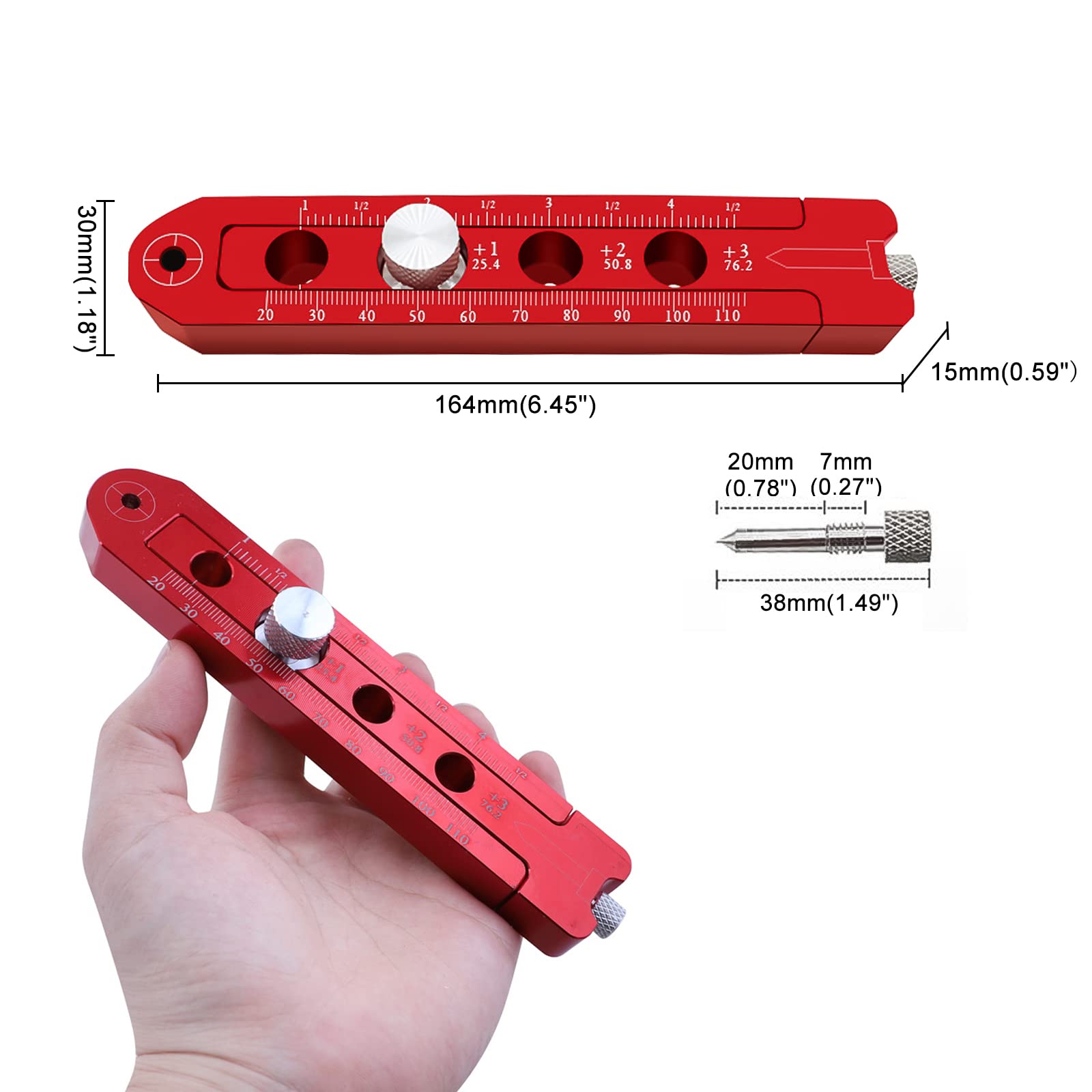 Produktbild von CEIEVER Holzbearbeitungs-Kompass-Anreißer – Einstellbar, Aus Aluminium, Für Kreise Und Linien, Praktisch Für Schreiner