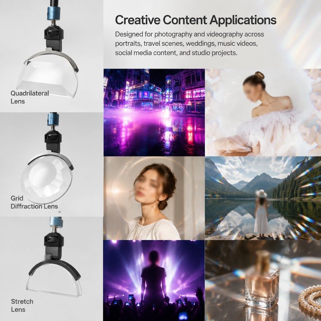 Kit di filtri prismatici portatili da 90 mm, 5 effetti prismatici creativi