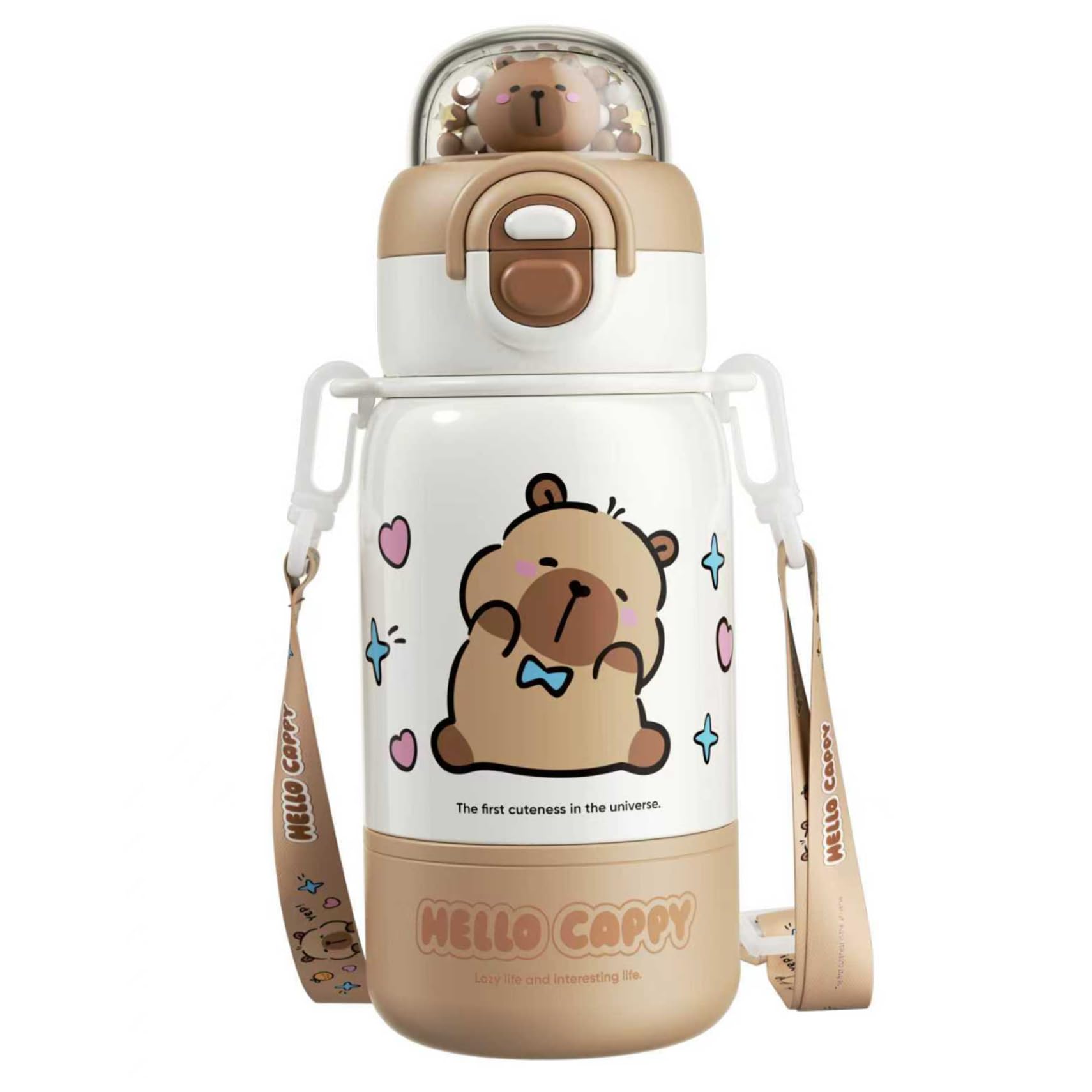 Botella de agua con pajita blanca un regalo infantil práctico y lindo