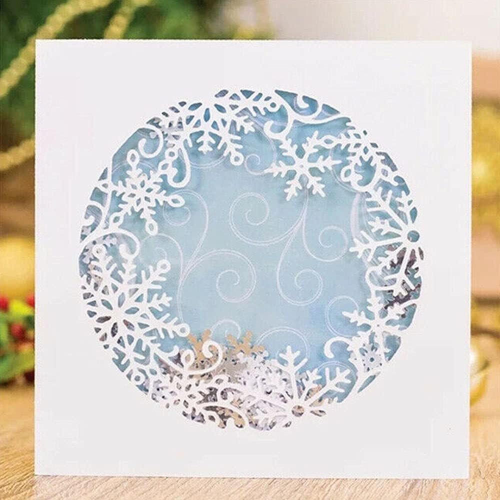 1Pc Silver Cutting Dies for Card Making, YunTrip Snowflake Circle Background Metal Cutting Die Cuts Stencil for DIY Scrapbooking Album Embossing Photo Crafts Paper Cards Decorative Craft, Die-Cutting
