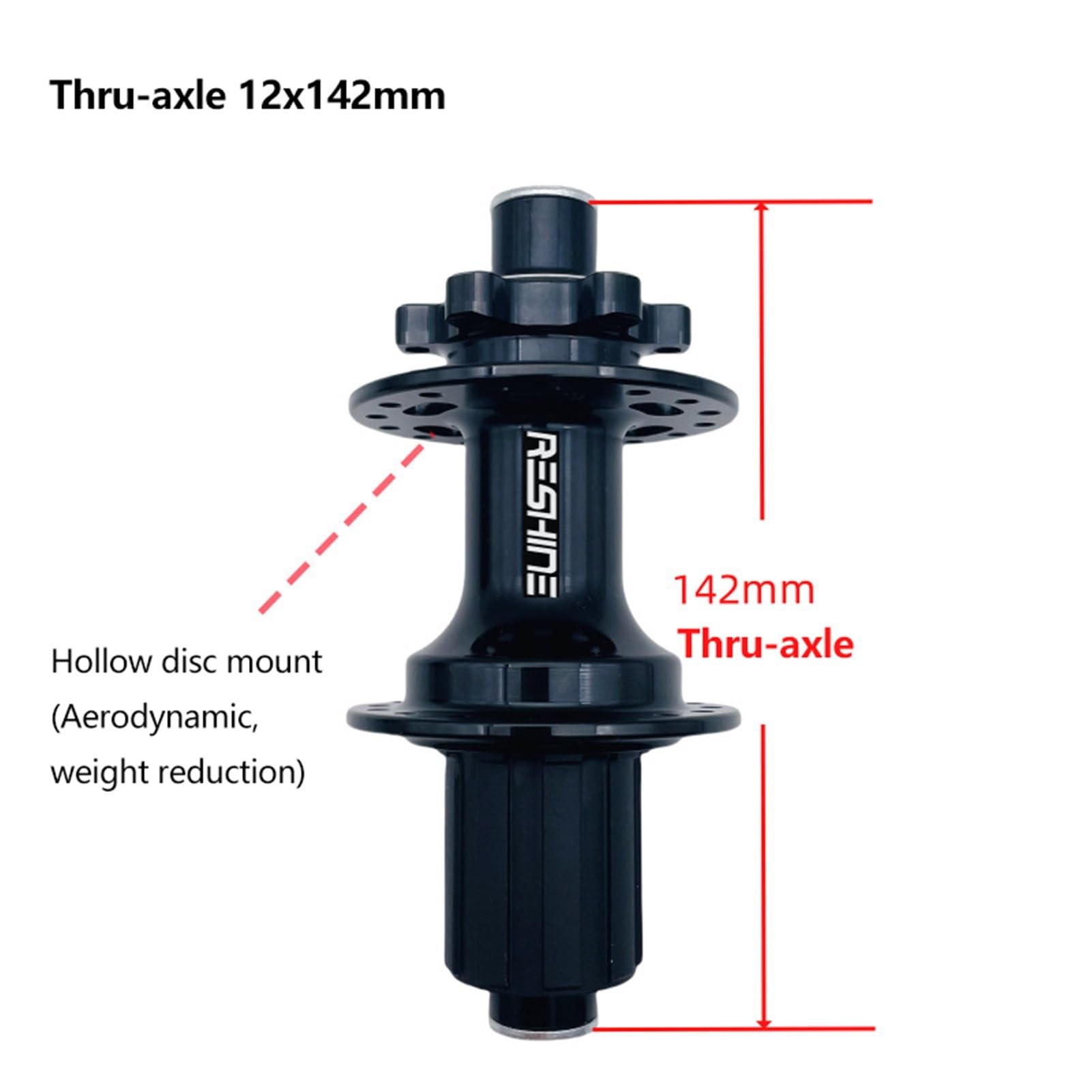 Perno Passante for mozzo Posteriore Bici Mountain Bike 28/32/36 Fori 6 bulloni Freno a Disco Mozzo Perno Passante 12x142mm Alluminio Ultraleggero for 7/8/9/10/11/12S