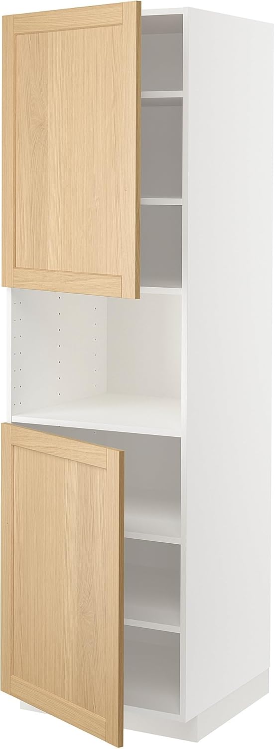 METOD High Cab f Micro w 2 Door/Shelf, White/Forcebacker Oak, 60x60x200cm