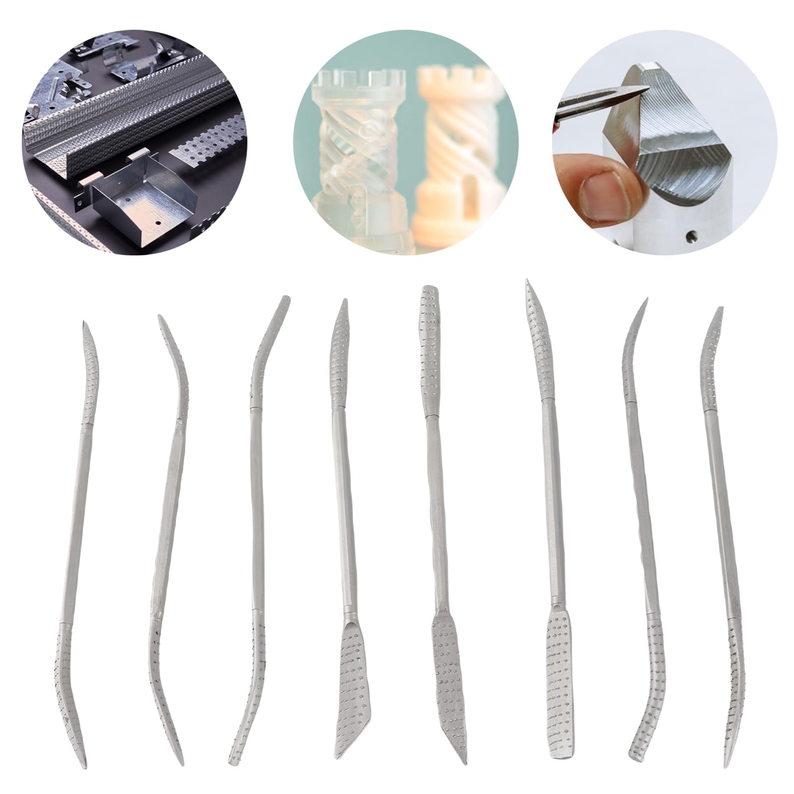 Dubbelzijdige Raspvijl, 8-delige 8 Inch Houten Vijlset, Gelegeerd Staal, Hoge Sterkte, Dubbelkoppige Riffler-vijlset Voor Houtbewerking, Doe-het-zelf, Vijlhandgrepen