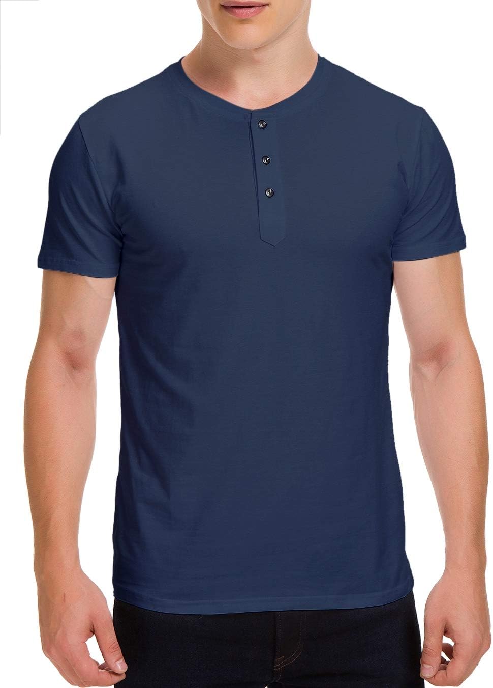 Boisouey Men's Casual Slim Fit Short Sleeve Henley T-Shirts Cotton Shirts