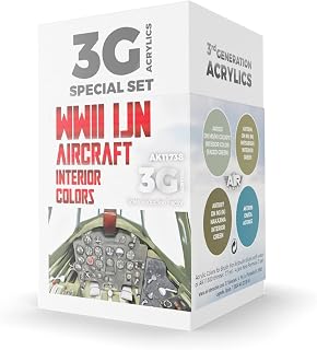 AK Acrylics 3Gen Aircraft Set AK11736 WWII IJAAF Aircraft Interior Colors Set 3G (4x17ml)