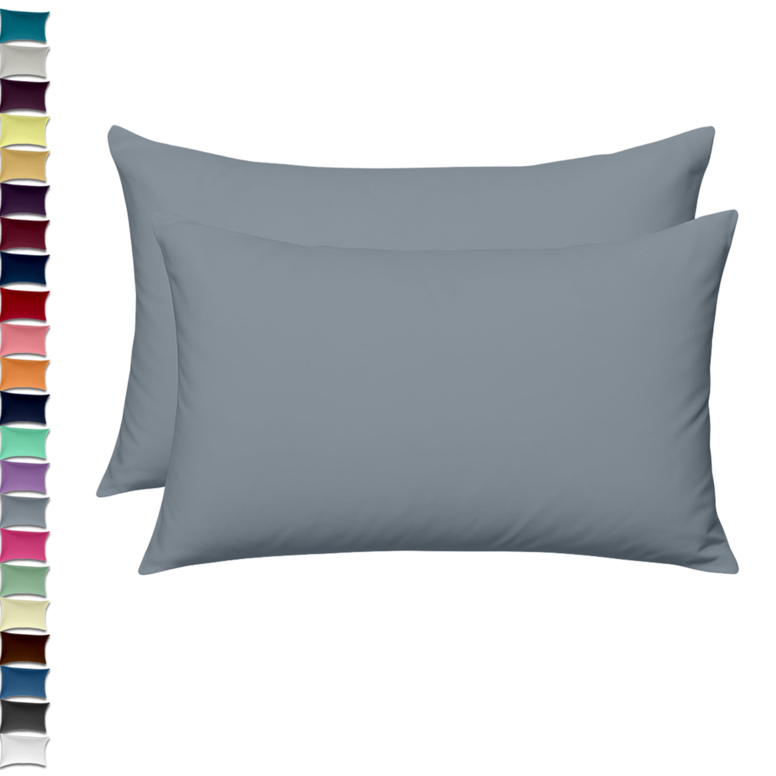 EGYPTO LUXURY GREY PILLOW CASES 2 PACK – SOFT & BREATHABLE PILLOW CASE – WRINKLE-FREE HOUSEWIFE PILLOW COVER – STANDARD UK SIZE – 50cm x 75cm (Grey) — image 1