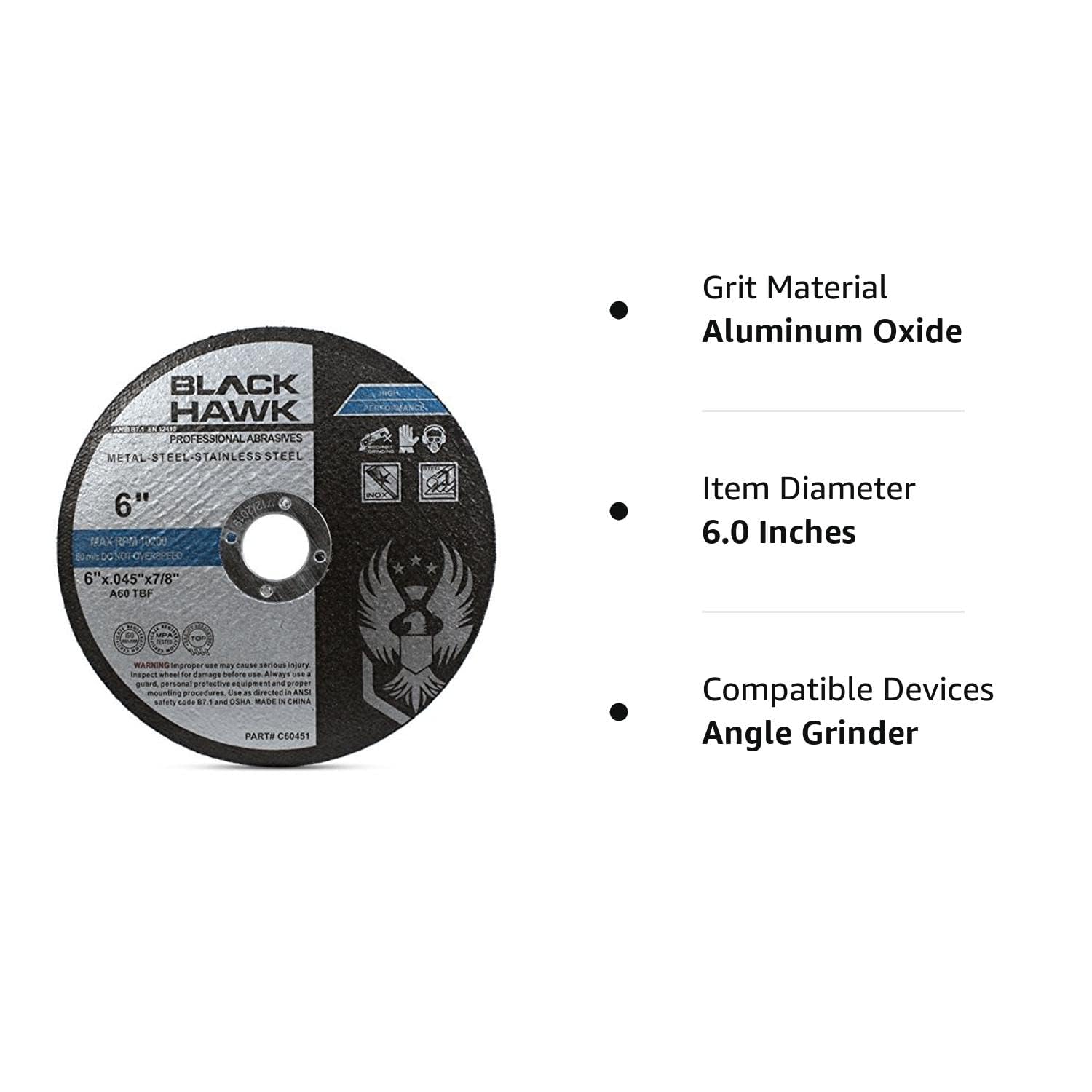 BHA Metal and Stainless Steel Thin Cut Off Wheels for Angle Grinders, 6” x .045” x 7/8” - 25 Pack : Industrial & Scientific