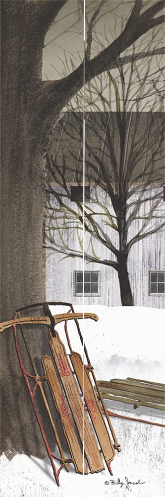 "Sled" Wooden Rustic Pallet Art Wall Hanging, 6"X18" Decorative Plaque