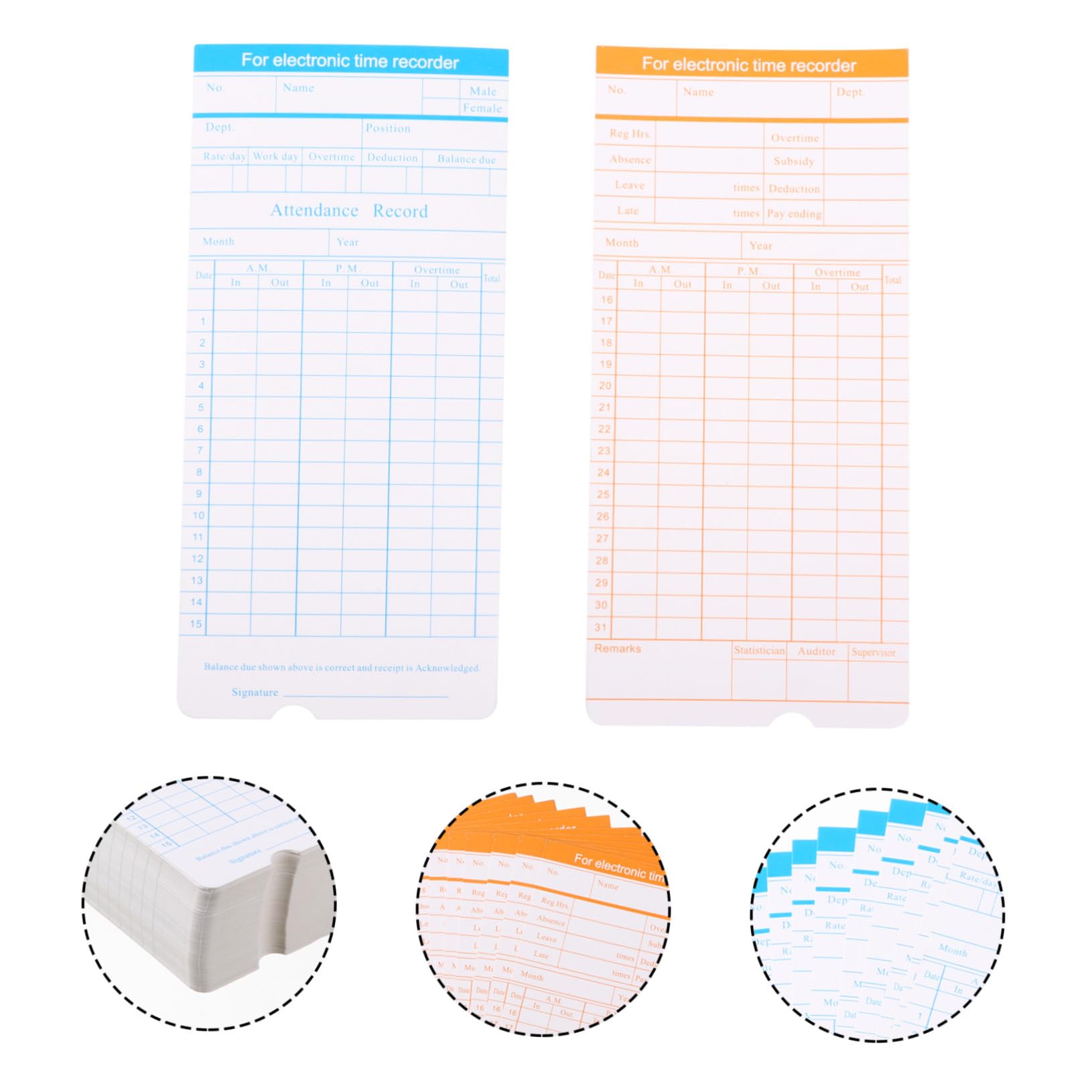 Tarjetas de Asistencia para Reloj de Fichar de Oficina en Cartón, Diseño Claro y Fácil de Usar, Formato Mensual para Control Horario de Empleados