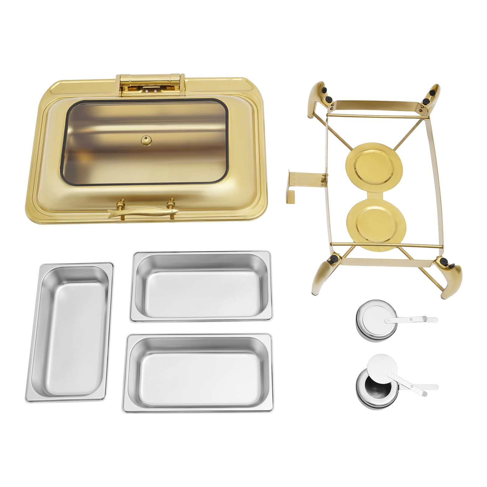 Plats en acier inoxydable à friction dorée for buffet Cuisinière de buffet