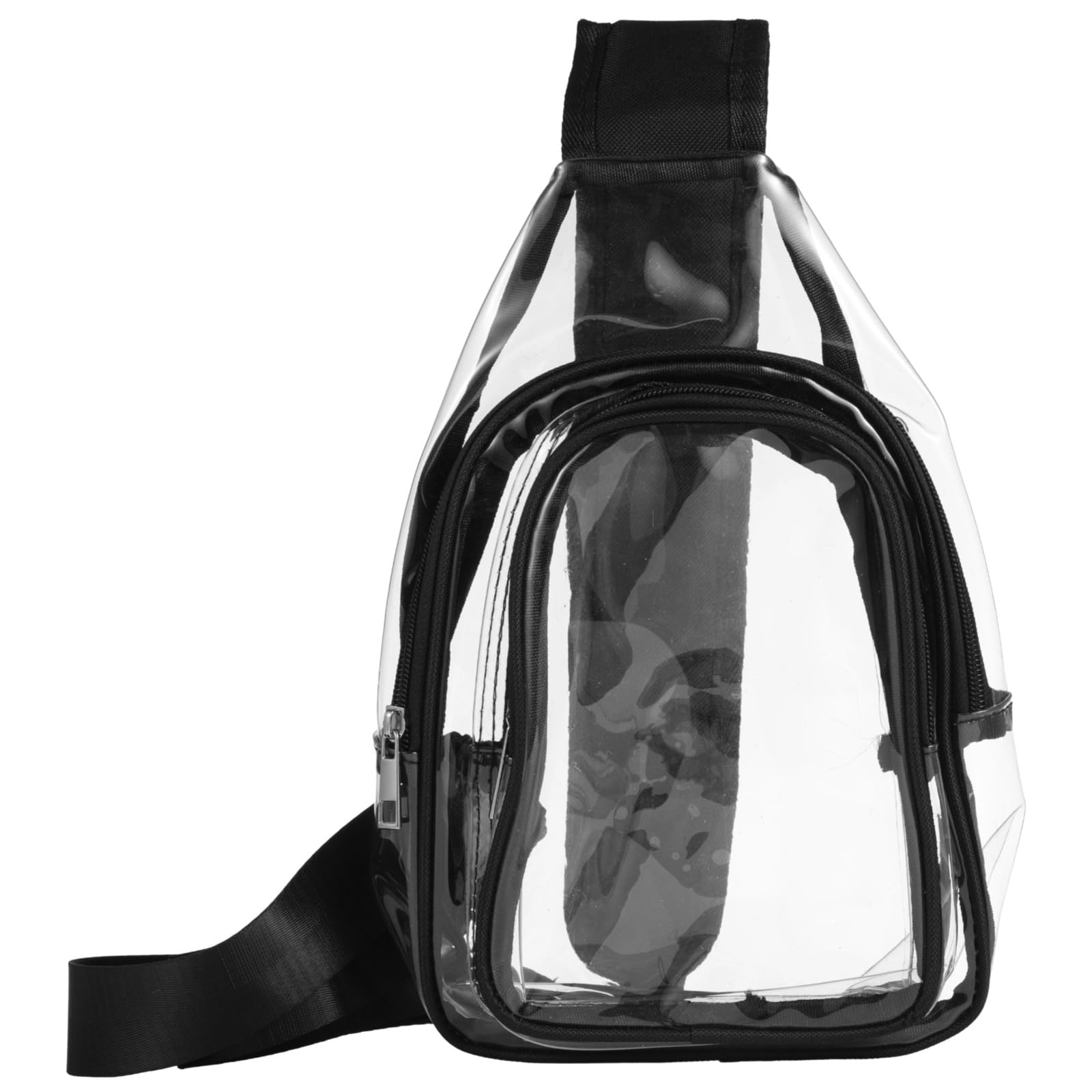 Generisch Transparente Tasche für Stadionevents, klare Stadion-Umhängetasche, unisex, PVC mit Reißverschluss, wasserfest, mit schwarzer Einfassung, für Sportspiele, Konzerte, Partys und Alltag