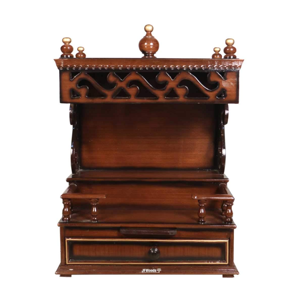 Aura Teak Wood One Drawer Mandir by Jfwoods-image-37