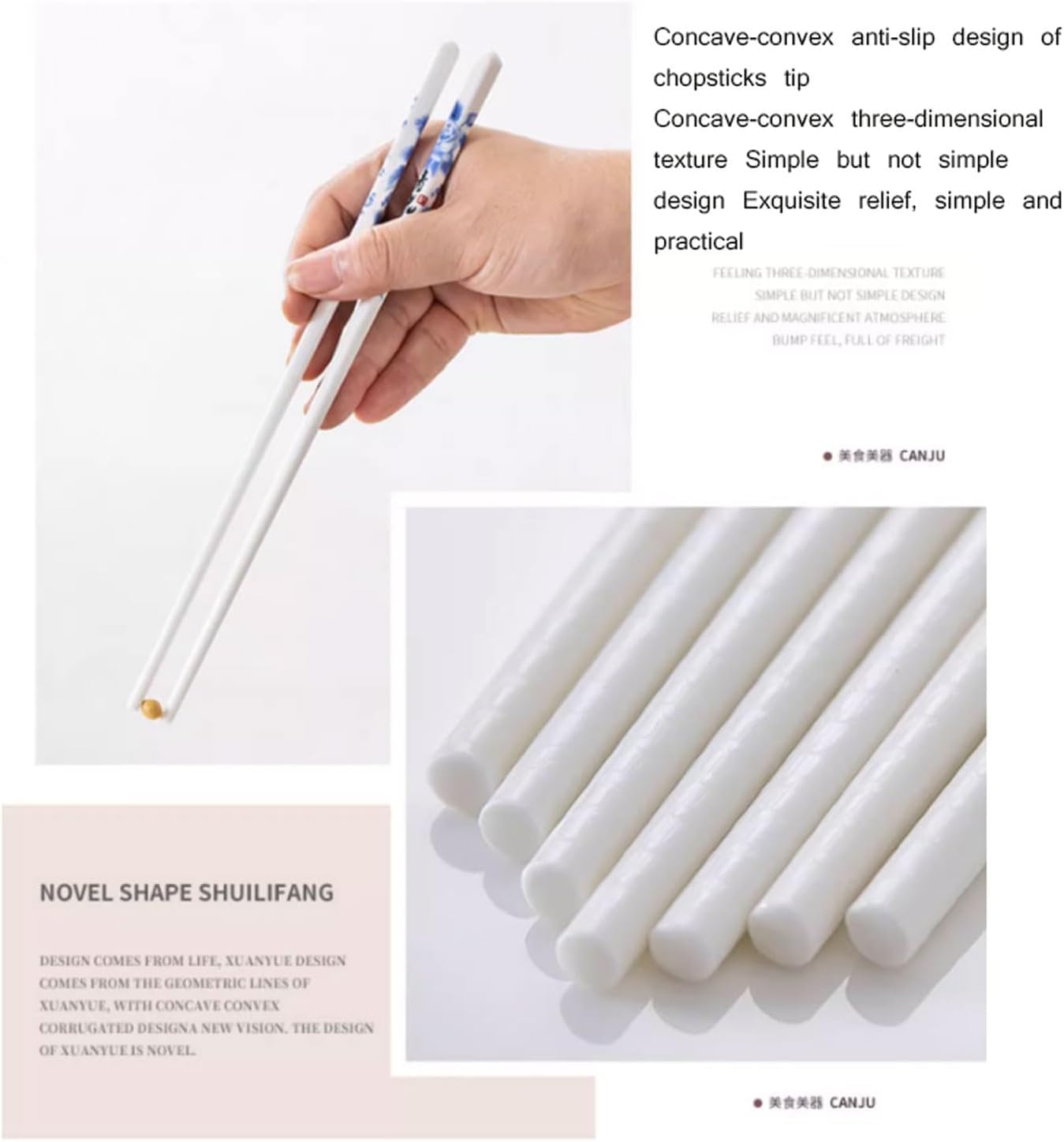 Baguettes, baguettes chinoises Chopsticks Reusable Reusable Chopsticks Chopsticks Reusable Lightsaber chopsticksCeramic Chopsticks Gift Box Set 10 Pairs of Non-Slip Bone China Chopsticks,C(C)