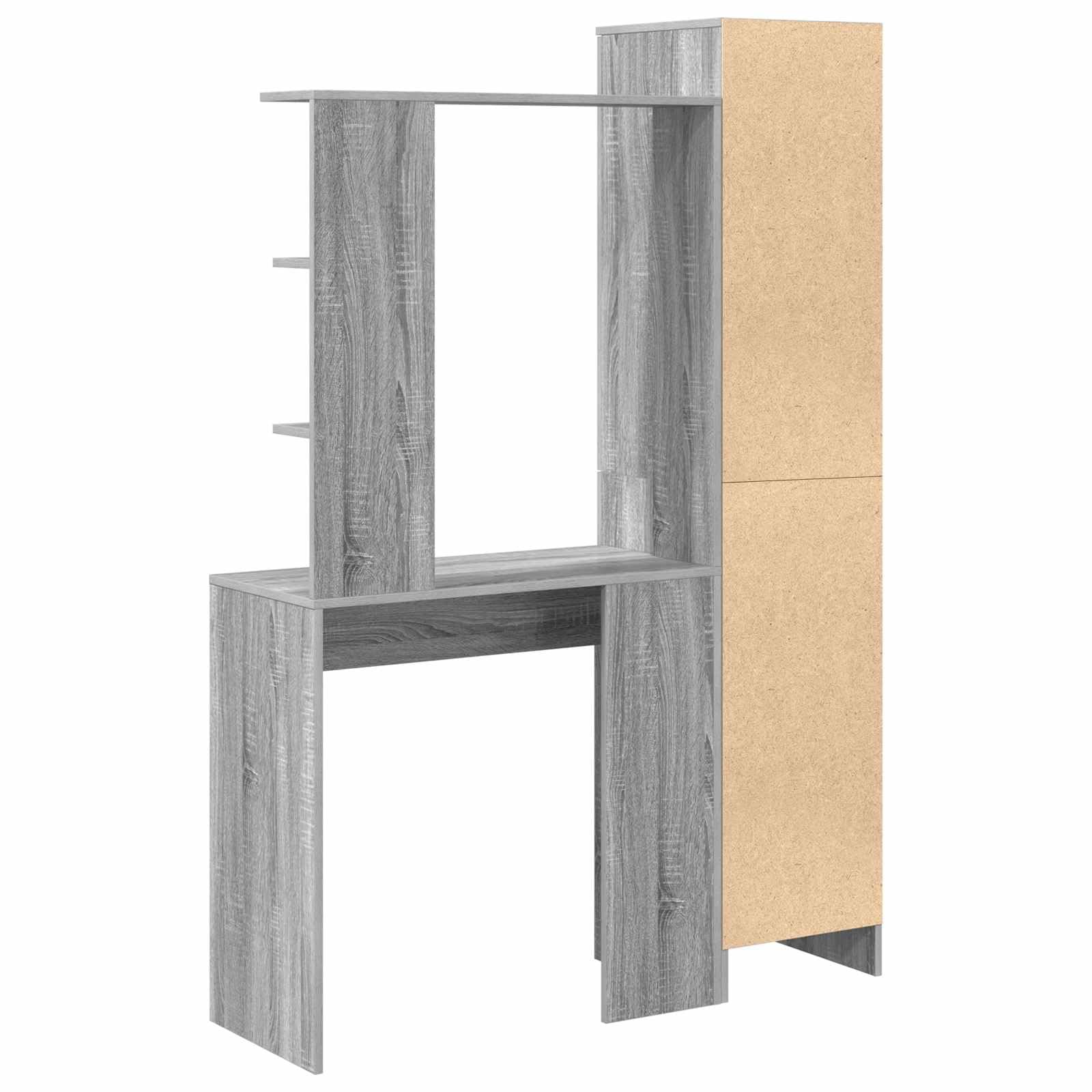 Set Scrivania e Cassettiera 2 Pz Grigio Sonoma Legno | Set arredo studio con ampia superficie di lavoro e scaffali integrati per organizzare libri e documenti in ufficio.