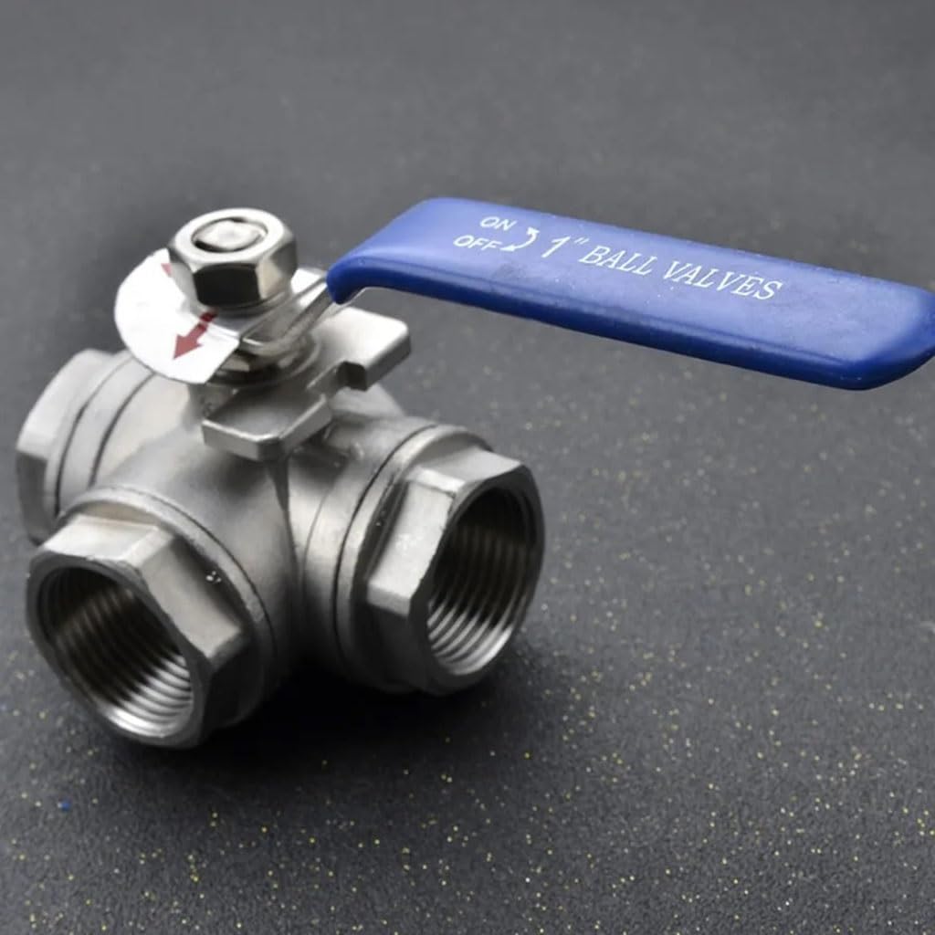valvola a sfera, valvola a sfera in acciaio inox, Adattatore connettore valvola a sfera a 3 vie con porta T/L in acciaio inossidabile 304 1/4" 3/8" 1/2" 3/4" 1" BSP femmina for acqua olio aria gas, 1