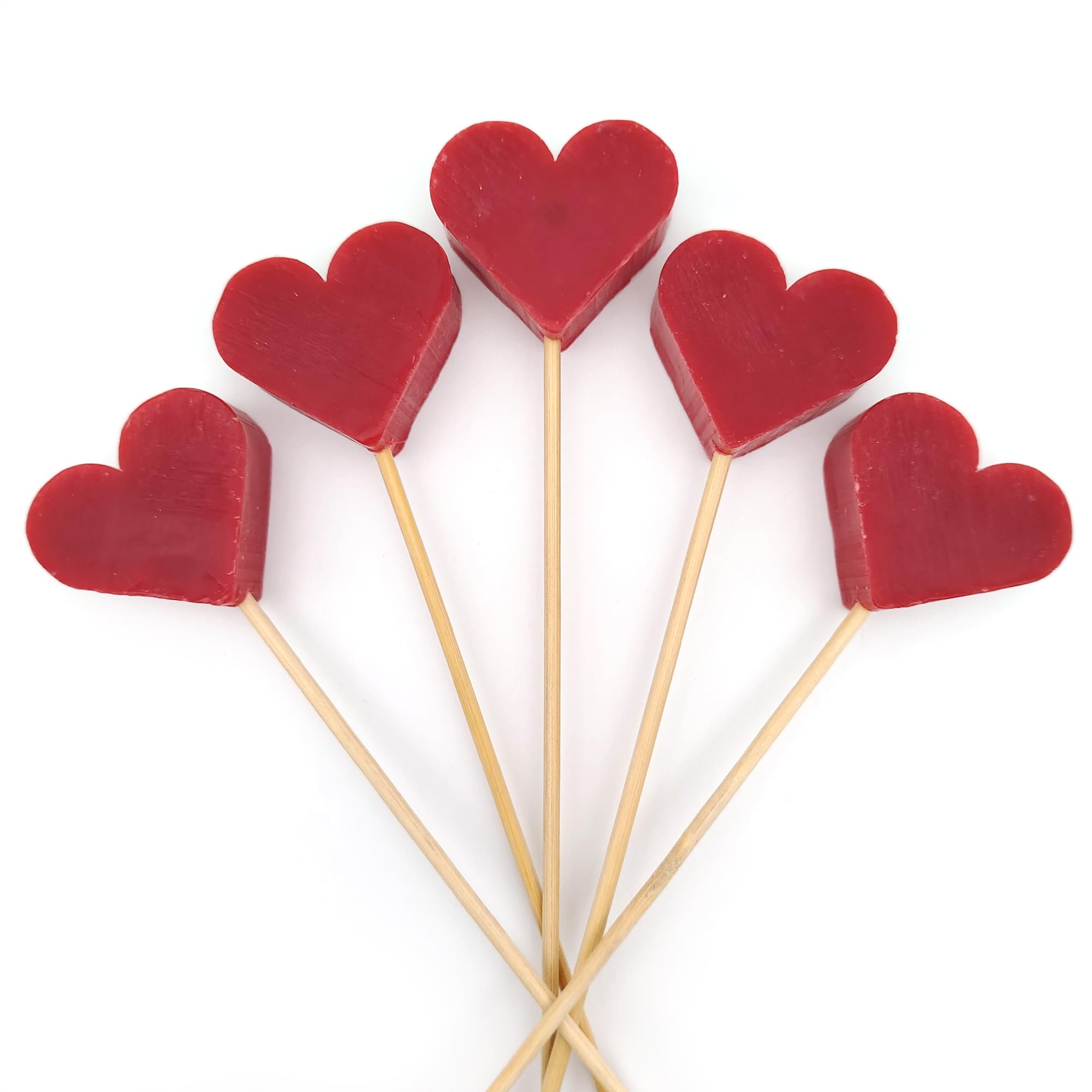Detalle original para eventos - Piruleta de jabón aromático en forma de corazón - Pack ahorro 40 uds - Regalo para invitados: bautizo, comunión, cumpleaños, clientes - Aroma: Frambuesa
