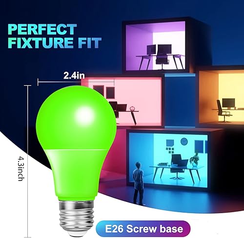 Miniatura 2 de Bombillas rojas y verdes, bombilla LED A19 de color, 9 W (equivalente a 60 W), bombillas rojas de base E26, bombillas verdes para Halloween,