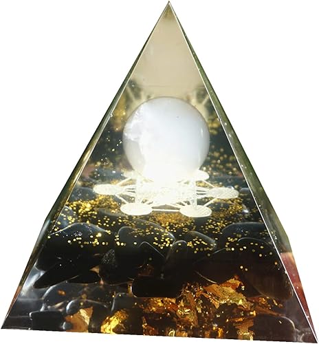 Miniatura 8 de Pirámide de orgonita para energía positiva, orgón de chakra con piedras curativas de cristal, atrae riqueza sabiduría, regalo de meditación (negro y