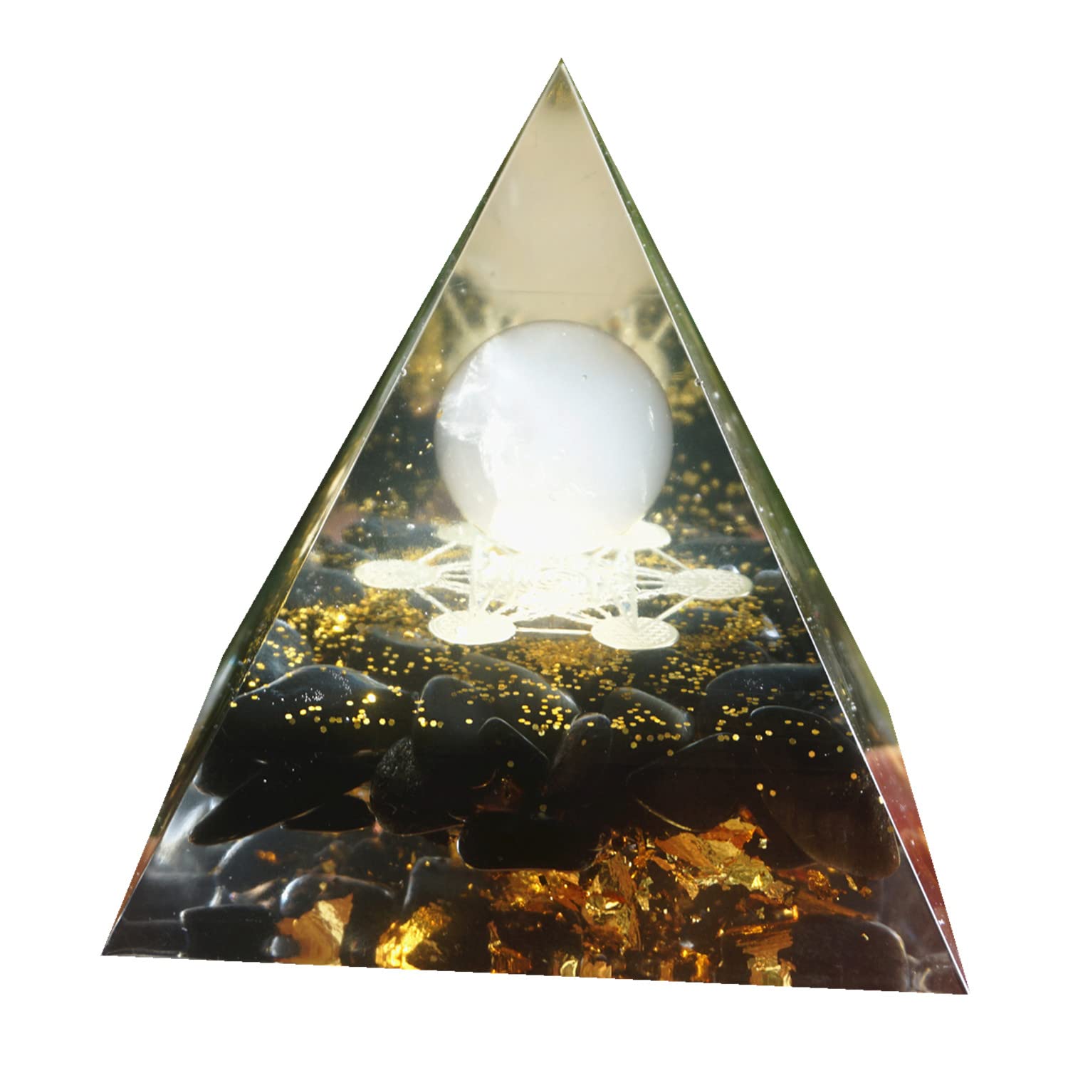 Besorgone Orgonite Pyramid for Positive Energy Chakra Orgone with Crystal Healing Stones Attract Wealth Wisdom Meditation Gift (Rose Quartz - Obsidian