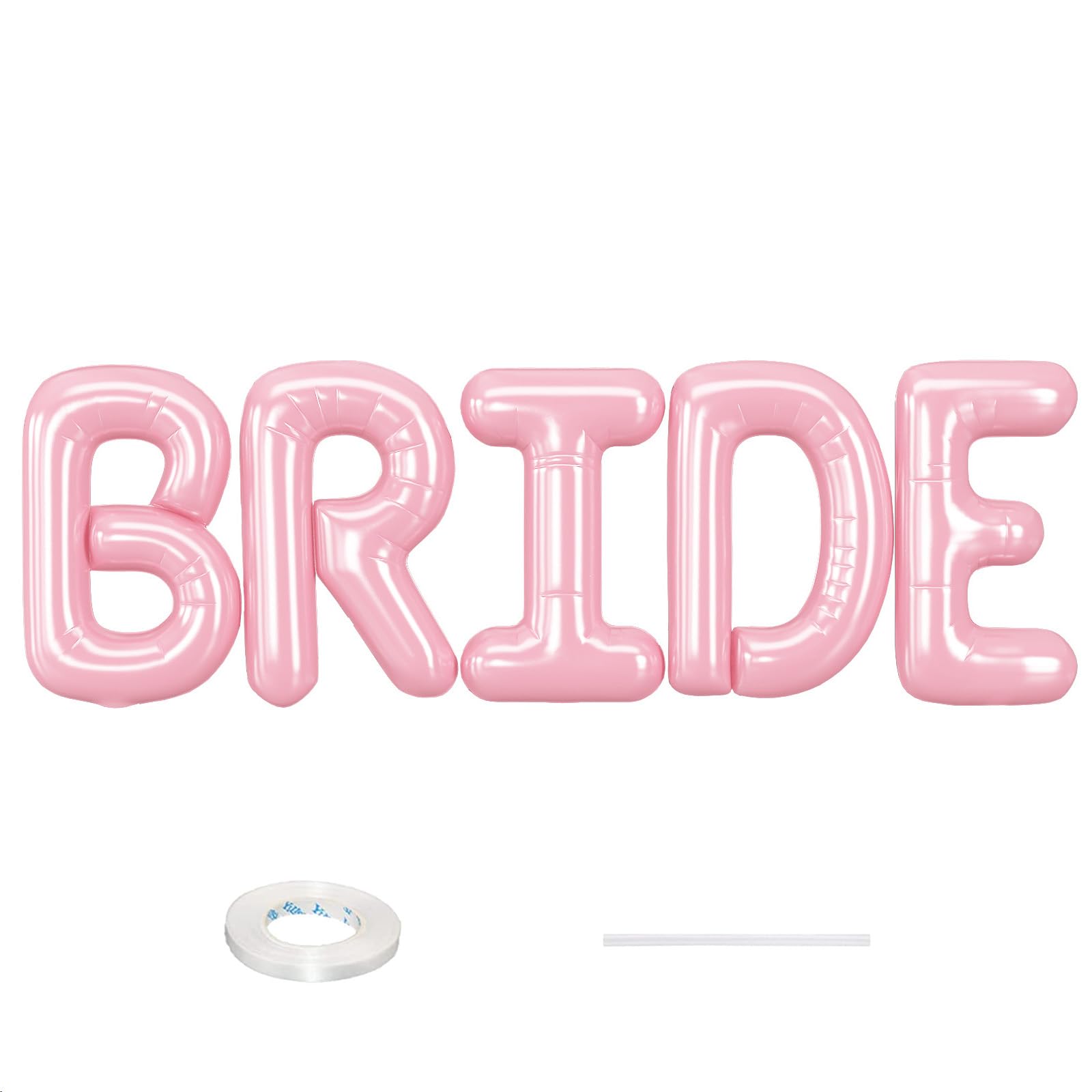 40 inch BRIDE Balloons Bachelorette, Pearl Pink Bride Balloons for Bachelorette Party Decorations, Giant Wedding Foil Balloon Letter Banner for