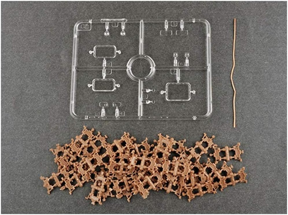 Plastic sprues, individual track links, and copper wire for the M4 C2V model kit