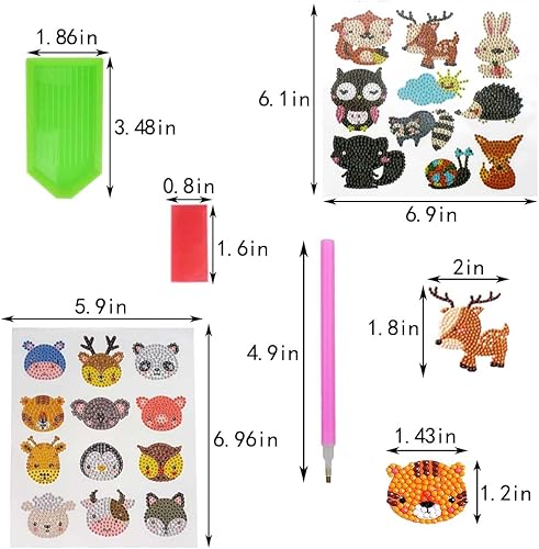 Miniatura 6 de 69 piezas de calcomanías de pintura de diamantes 5D para niños adultos principiantes arte hecho a mano pintura por números mosaico de gemas juego de