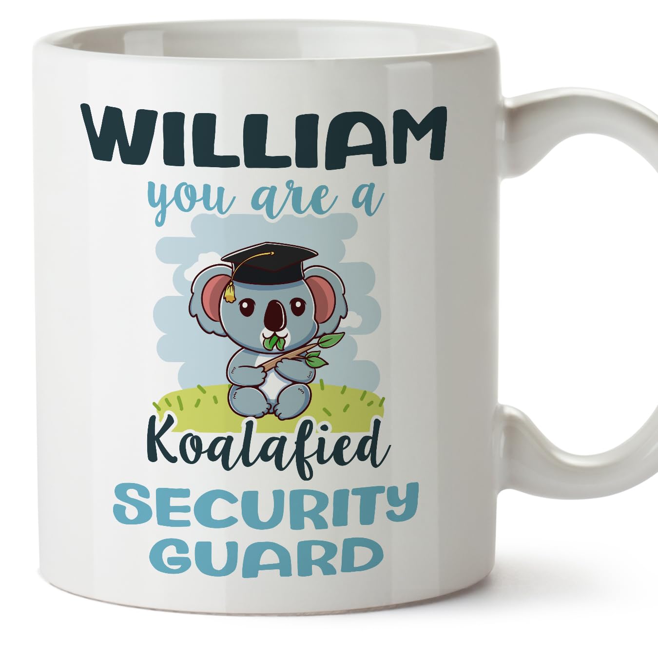 MUGFFINS Personalised Mug for Security Guard man - in English - Custom Koalafied - Funny Custom Gift for Colleagues - Ceramic 11oz Mug โ image 1