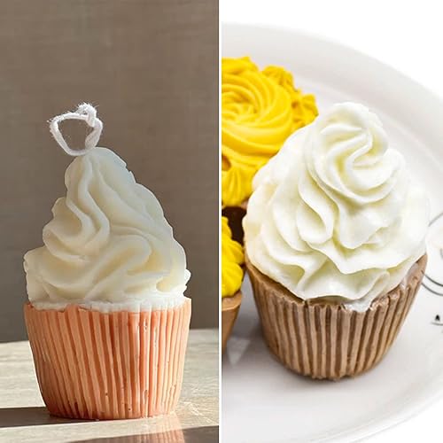 Miniatura 6 de Wehous 2 moldes de silicona para velas, molde de jabón en forma de magdalena, molde de vela de resina para fundición epoxi 3D lindo helado chocolate