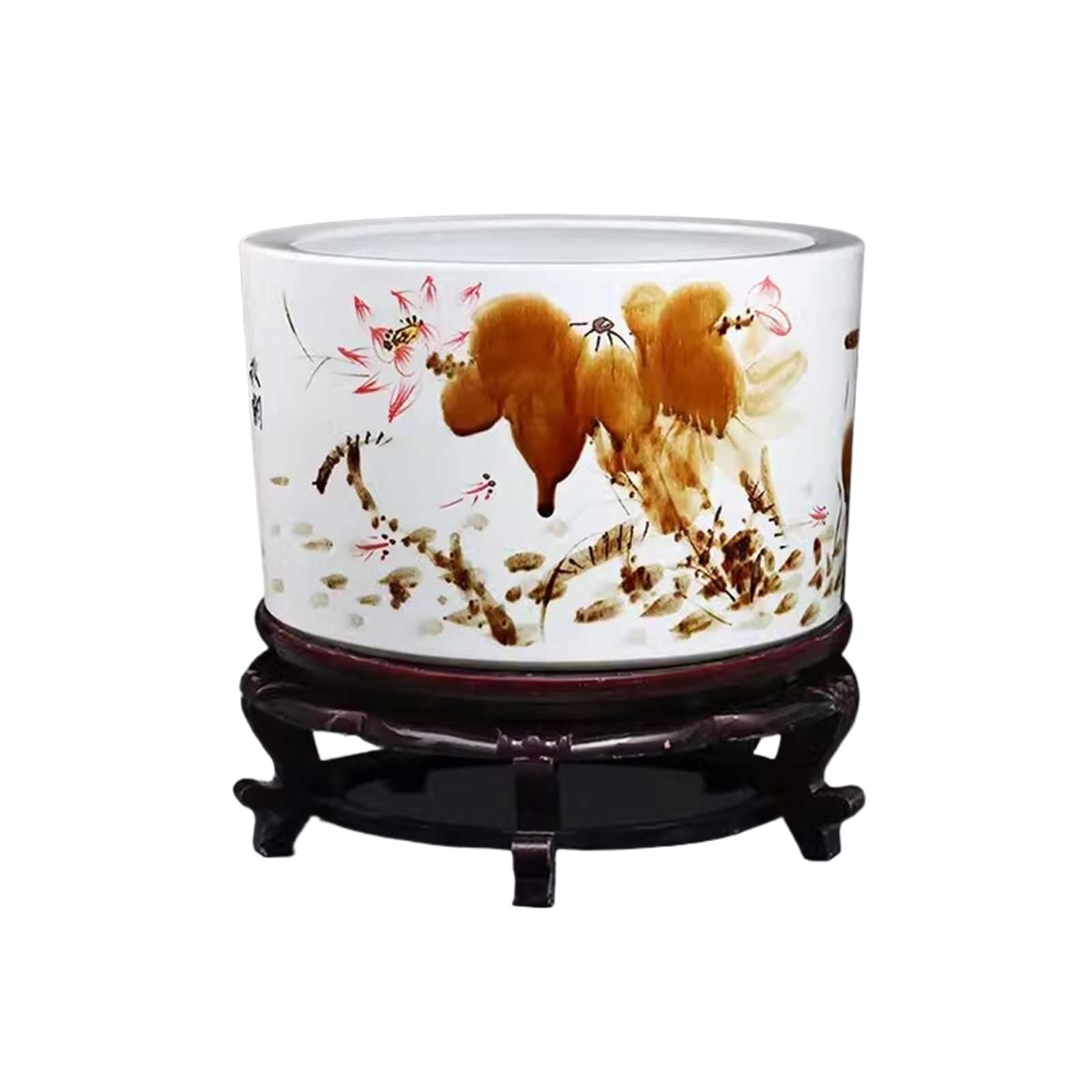 Süßwasserfische Keramik-Aquarium for den Innen- und Außenbereich, chinesische Keramik-Schildkrötenfütterung(35x22cm)