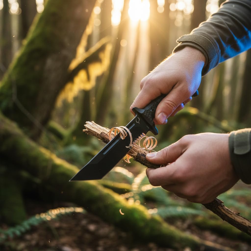 Kronos Ares Fixed Blade Knife – 12" Full Tang Survival Tool with AUS-8 Steel Tanto Blade, G10 Fiberglass Handle, Serrated Edge, Nylon Sheath for Hunting, Camping & Outdoor Adventure