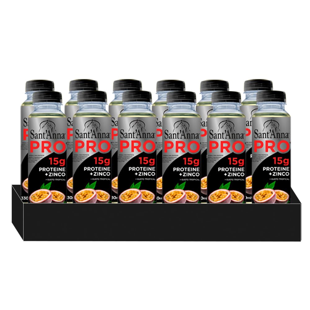 Sant'Anna PRO Tropical 0.33L | Pack of 12 Bottle | Protein Drink in Water Sant'Anna | High Protein Content | Perfect for Sportsmen, Gives Hydration