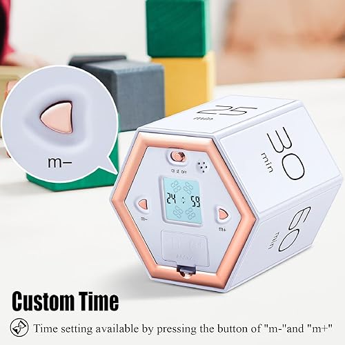 Miniatura 10 de YATOISUR Temporizador hexagonal con función de silencio y alarma, temporizador de cocina fácil de usar, temporizador pomodoro de gestión del tiempo