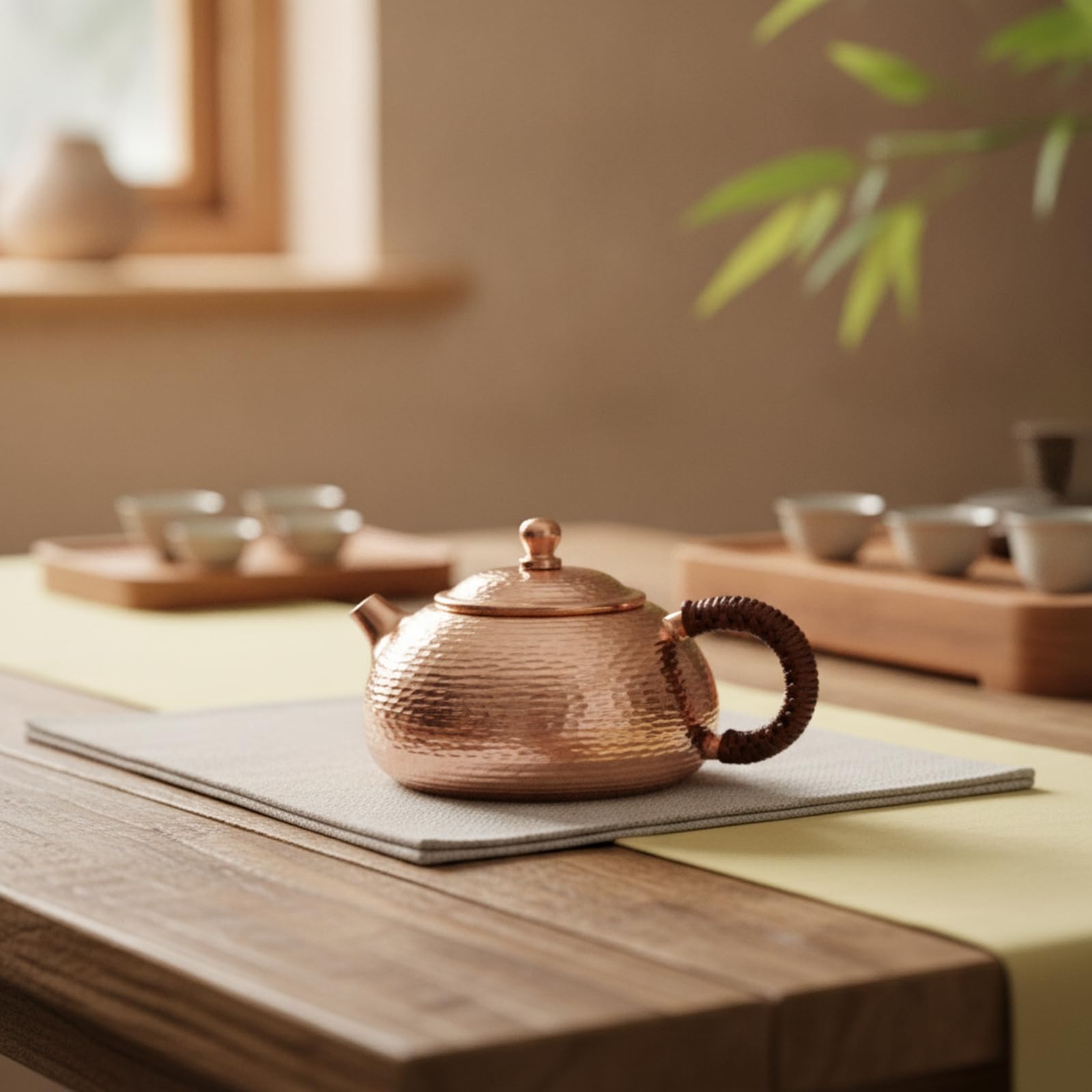 predolo Tetera Cobre Artesanal Tetera con Taza Tradicional Vajilla para Aficionados Al Té