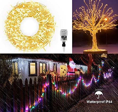 Christmas Fairy Lights for Bedroom Plug In Outdoor Fairy Lights Mains Powered 30M 200LED Garden Tree Lights Warm White & Multicolor 4 Color Changing with Remote Waterproof for Outside Gazebo Decor