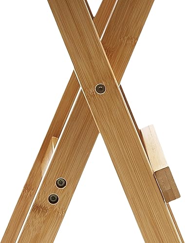 Miniatura 9 de Dodoam Taburete de bar plegable de bambú con respaldo y reposapiés, sillas de bar portátiles para el hogar, isla de cocina, desayuno, sin montaje