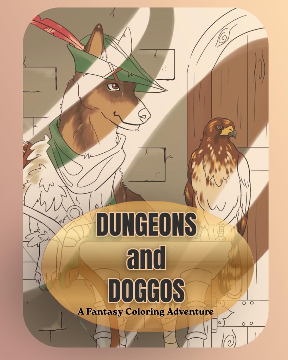 Dungeons and Doggos A Fantasy Coloring Adventure: Cute Fantasy Dog Coloring Book with Hand-Drawn RPG Adventures