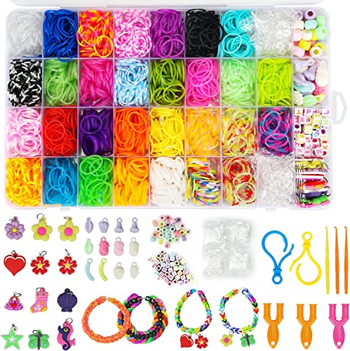 Necomi 2500+ Loom Bands Kit 30 Colors Loom Rubber Bands for DIY Refill Bracelet Making Craft Kits Loom Twist Bands with More Accessories in Storage Case for Party X-mas Birthday Gift for Kids