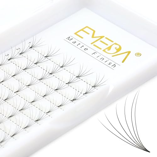 EMEDA Premade Fans Eyelash Extensions 5D 0.07mm C Curl Middle Short Stem Premade Lash Extensions Fans Pointed Slim Base 9-12mm Mixed Tray Volume Lash Extensions (5D 0.07 C 9-12mm Mix Length)