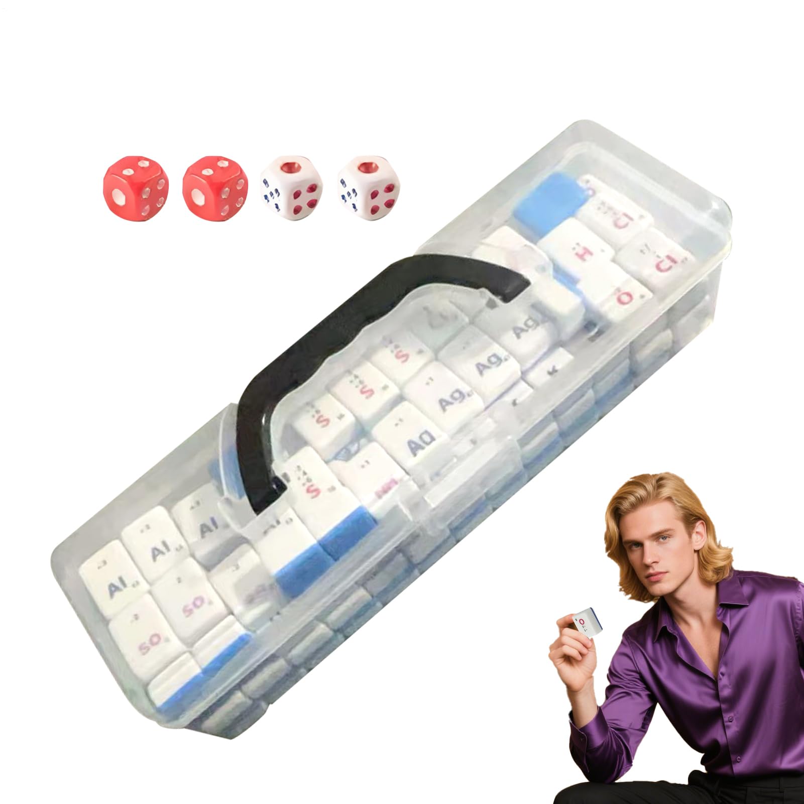 Mahjong Stons-Período Bardo Y Juego De Carda | Símbolos Clásicos De Elementos De Juego Social para La Ciencia Y El Entretenimiento De Viajes, Amigos Y Familias - Juego Educativo De Festivales | Juguete Educativo Con Símbolos De Elementos Químicos Para Fam