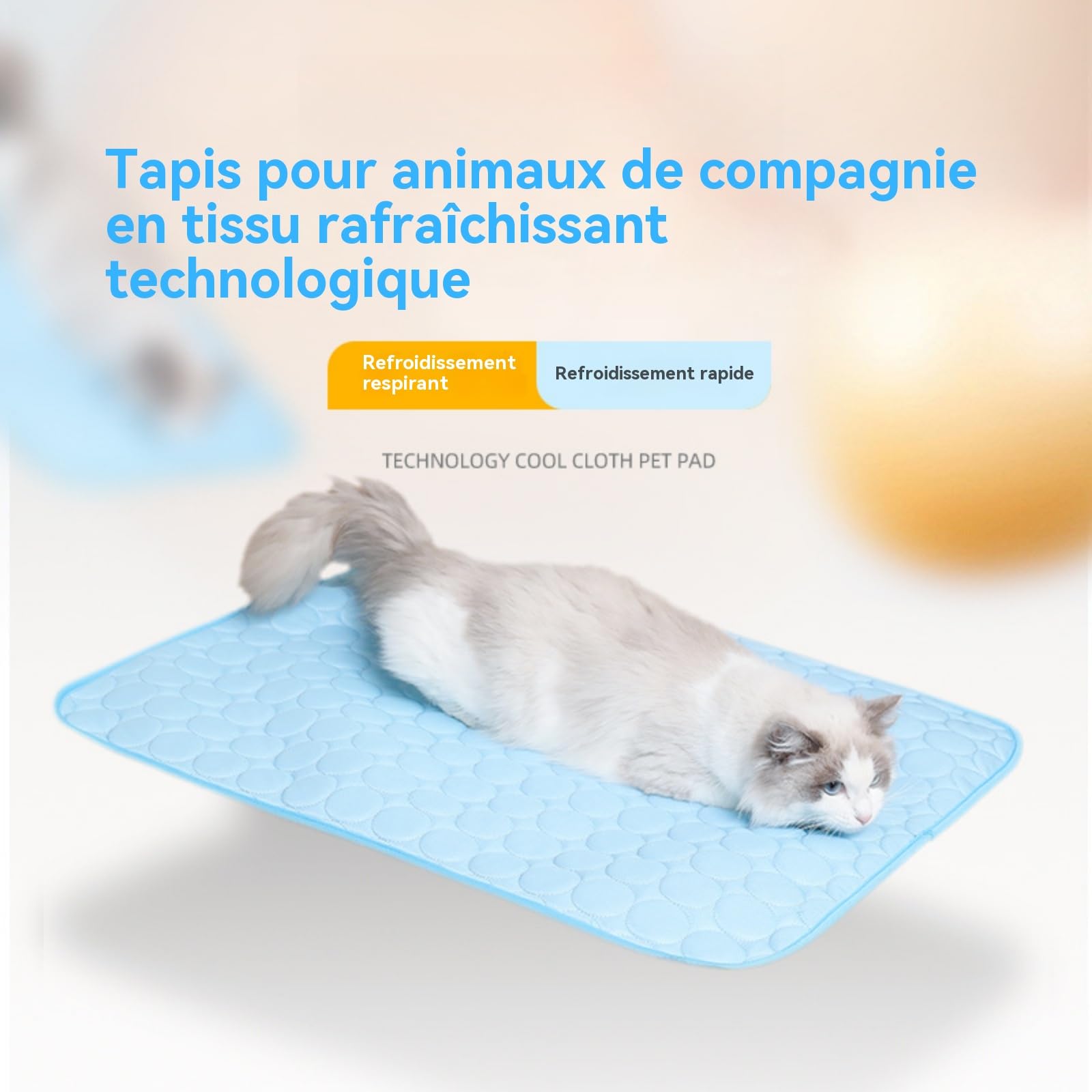 Générique Tapis Rafraichissant pour Chiens Et Chats, Fresh Pad pour Chien, Chat Coussin Chien Anti Chaleur, Matelas Réfrigérant Animaux, Portable, Lavable, Anti-Morsures (Bleu, XXL)
