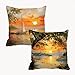 Federa Cuscino 50x50 Tramonto Cuscini Divano Barca Cuscini da Esterno Impermeabili Linoi Quadrato Set di 2 Decorativi Cushion Covers per Giardino Soggiorno Sofá Balcone Patio, Regalo per Donne 1B-732 immagine
