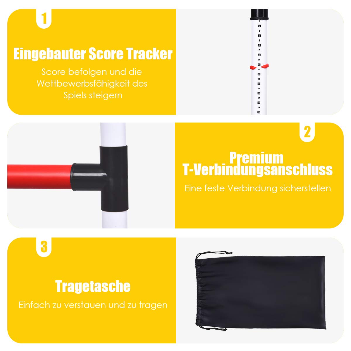 COSTWAY 2er Set Leitergolf Wurfspiel, Laddergolf mit eingebautem Score-Tracker, Leitergolf-Set inkl. Kugeln und Tragetasche, Wurfspiel für die gesamte Familie für Rasen, Strand, Partys