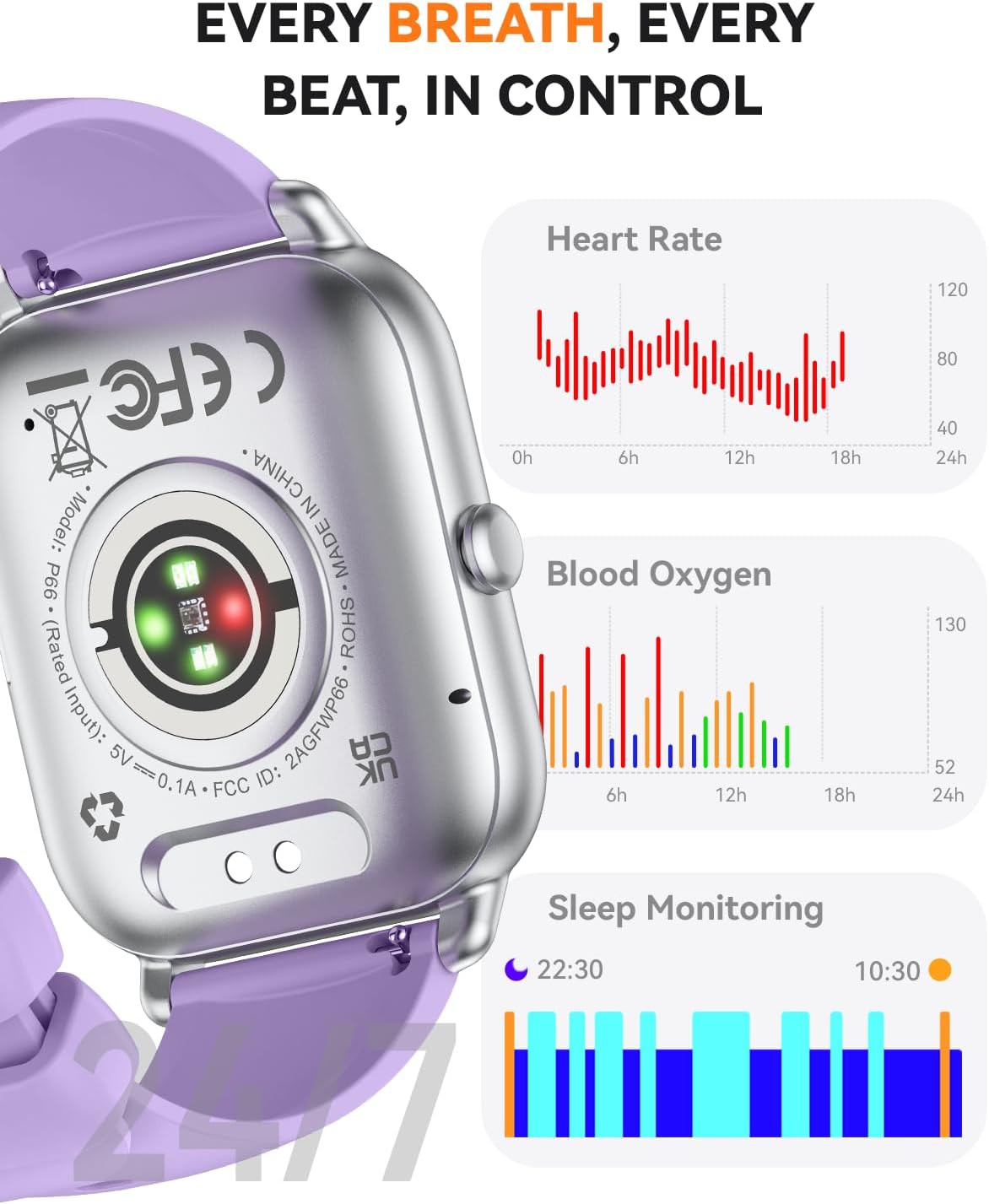 Smart Watches for Men Women(Answer/Make Call),1.85 inch HD Fitness Tracker Watch with Activity Counter/Sleep Monitor/ 110+ Sports Modes,IP68 Waterproof Smart Watch for Android iPhone iOS Compatible - Image 4