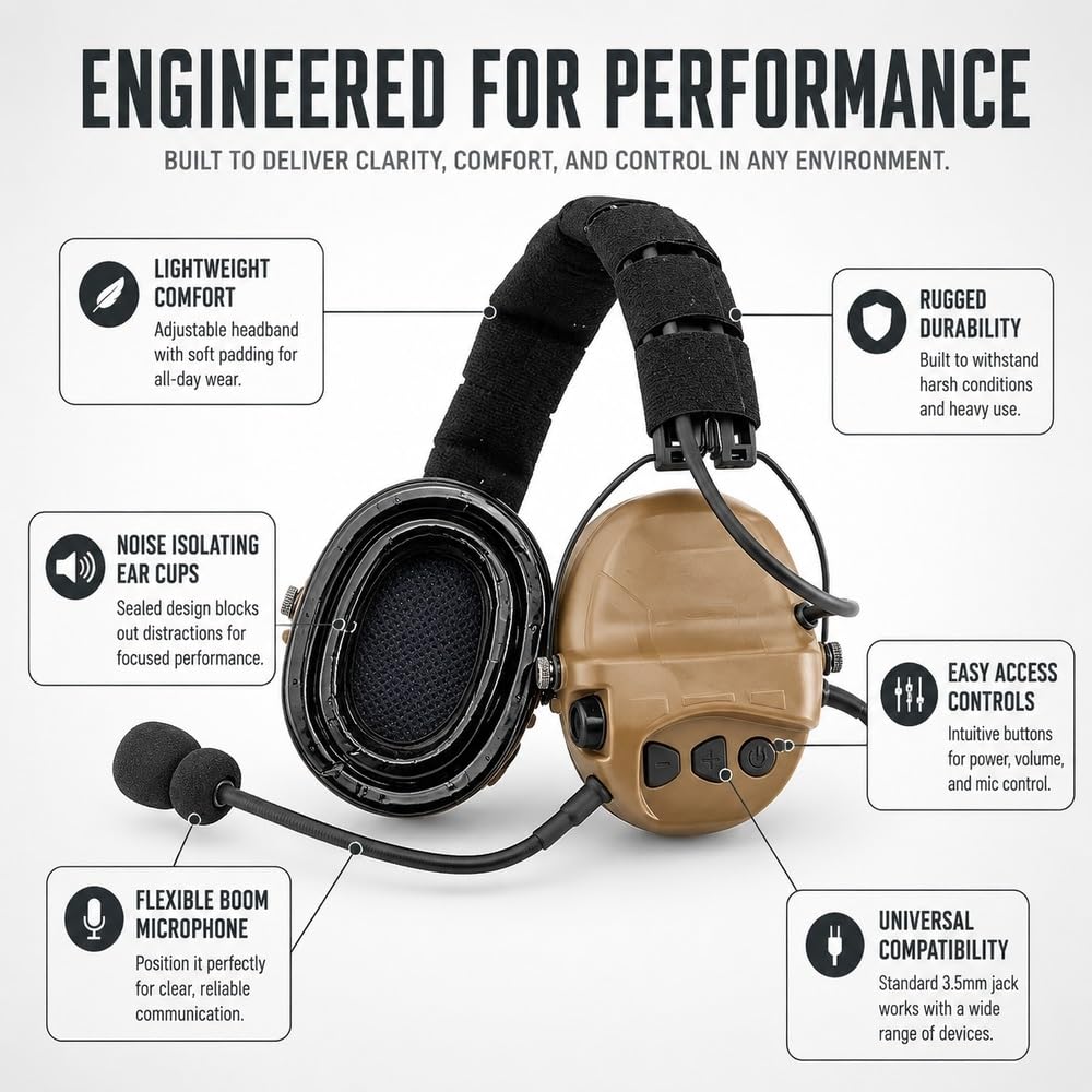 Auriculares Tácticos CS Señal Digital Reducción De Ruido Captación Sonido Comunicación Montados En La Cabeza For Actividades Juegos Al Aire Libre(DE)