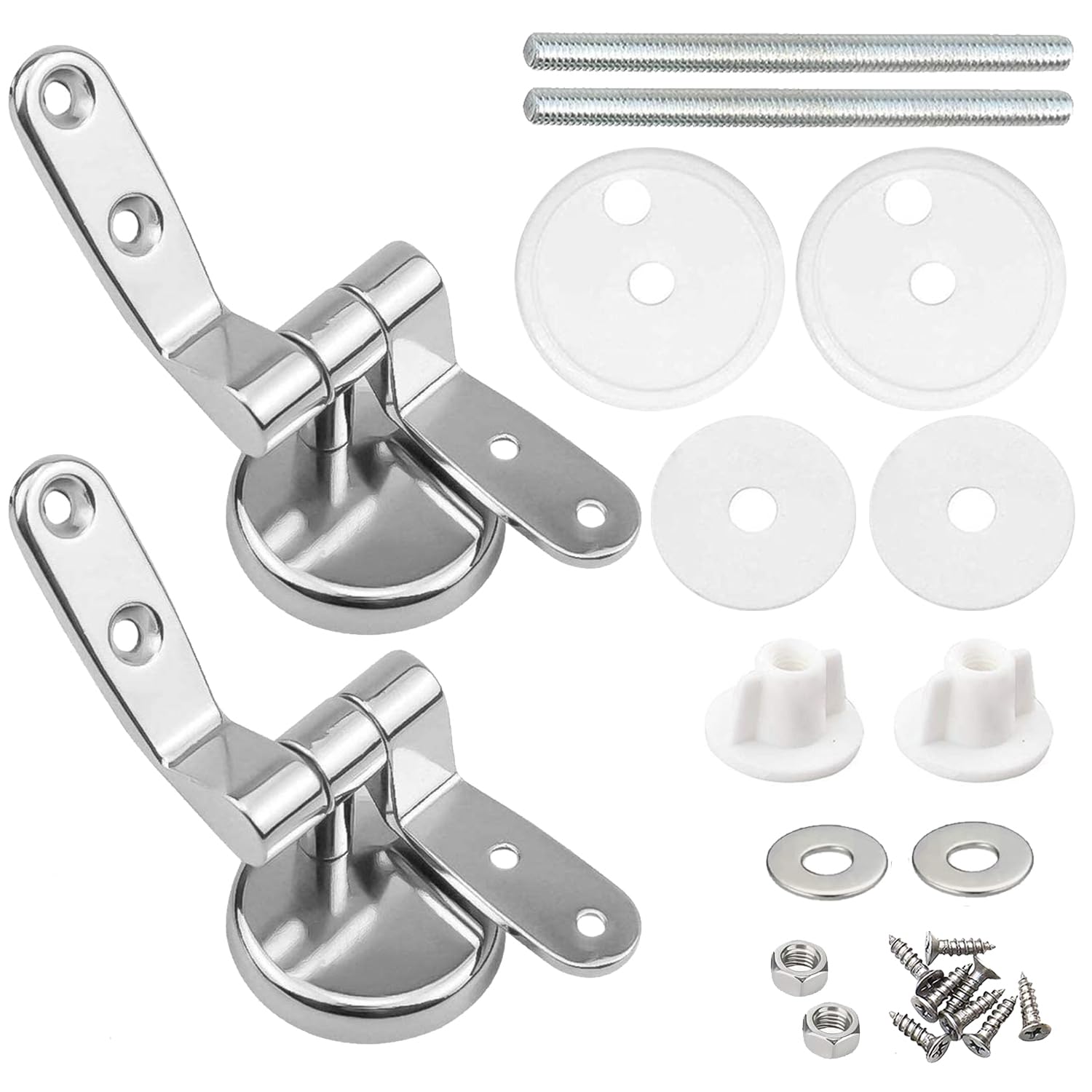 Zfyq Silver Replacement Toilet Seat Fittings, Zinc Alloy Toilet Seat Hinges Replacement For Wood, Resin, Mdf, Including Fittings
