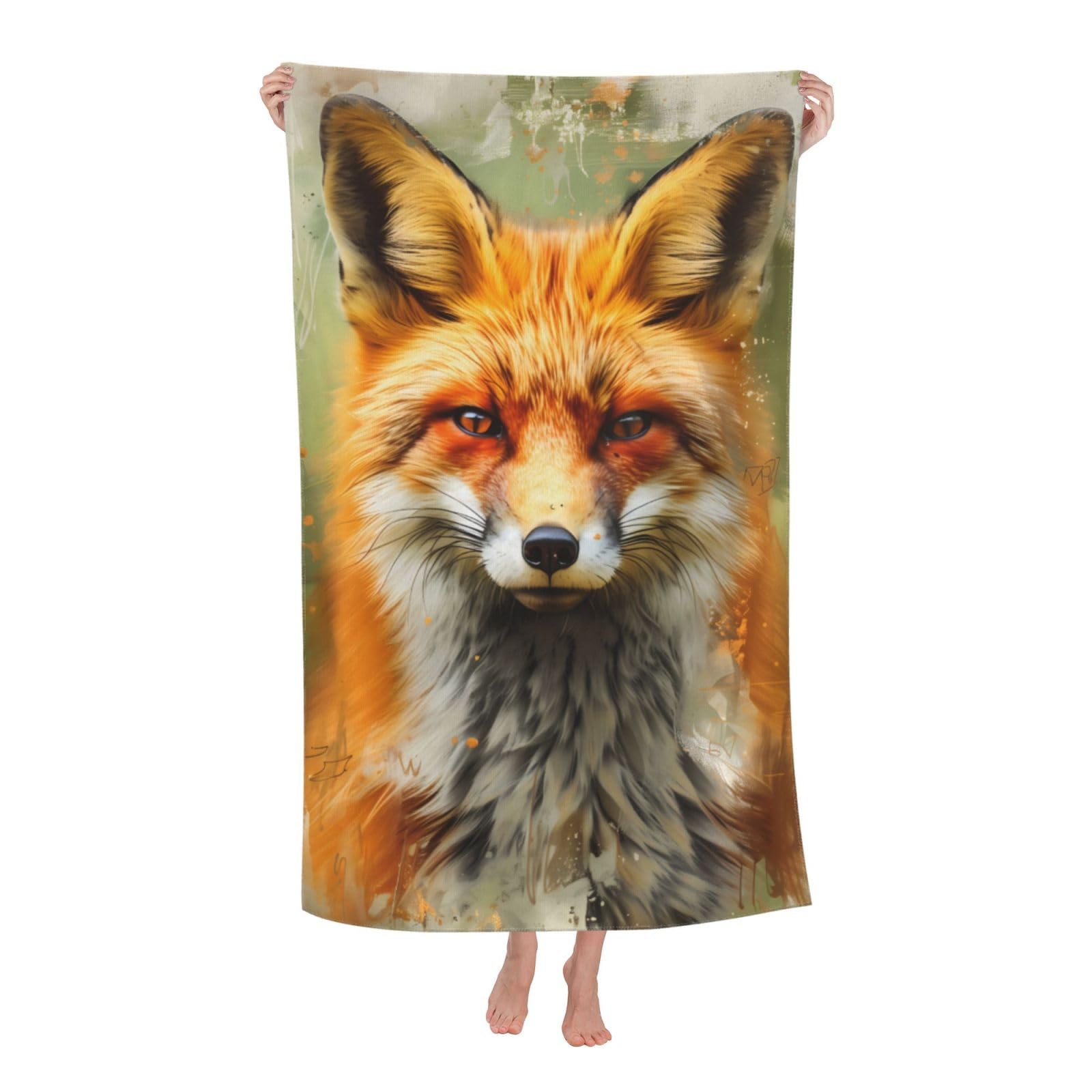 HLBSDM Vibrant Fox Beach Towel 31inx51in Animal Sand Free Microfiber Bath Towel Ultra Soft Quick Dry Pool Towel Absorbent Towel Lightweight Towel for Swimming Bathroom Decor