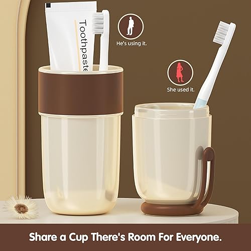 Miniatura 3 de Estuche para cepillo de dientes de viaje, taza portátil multifunción para cepillos de dientes con mango de silicona, contenedor de cepillo de